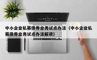 中小企业私募债券业务试点办法（中小企业私募债券业务试点办法解读）