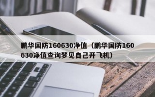 鹏华国防160630净值（鹏华国防160630净值查询梦见自己开飞机）