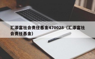 汇添富社会责任基金470028（汇添富社会责任基金）