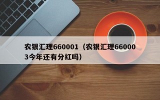 农银汇理660001（农银汇理660003今年还有分红吗）