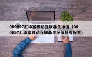 000697汇添富移动互联基金净值（000697汇添富移动互联基金净值持有股票）