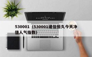 530001（530001建信恒久今天净值人气指数）